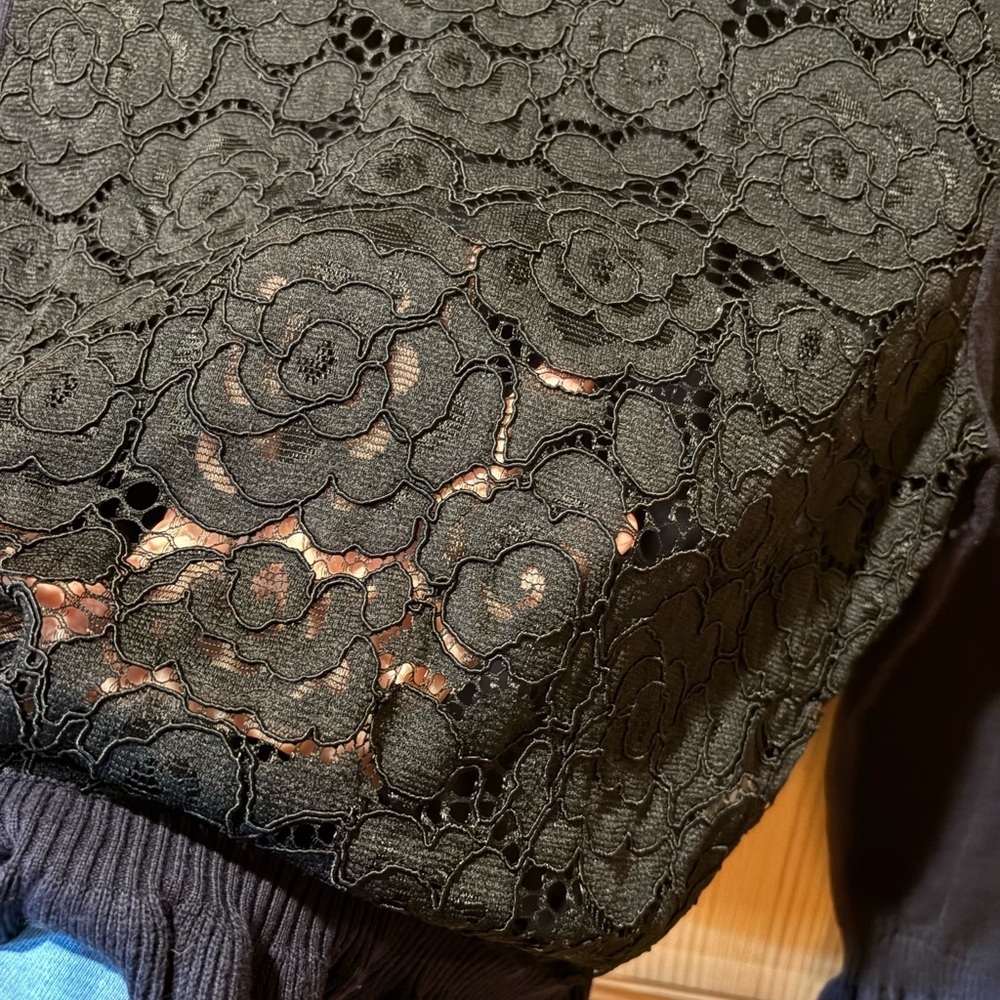 Karl Lagerfeld Paris women's cardigan pearl buttons ruffle detail lace back M - Picture 7 of 13